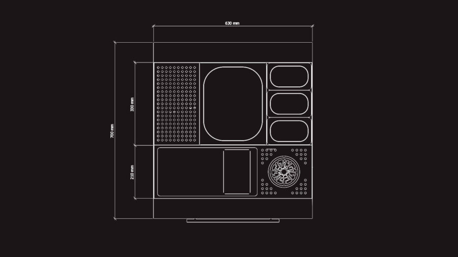 Размеры барного модуля — Коктейльный ассистент. Вид сверху